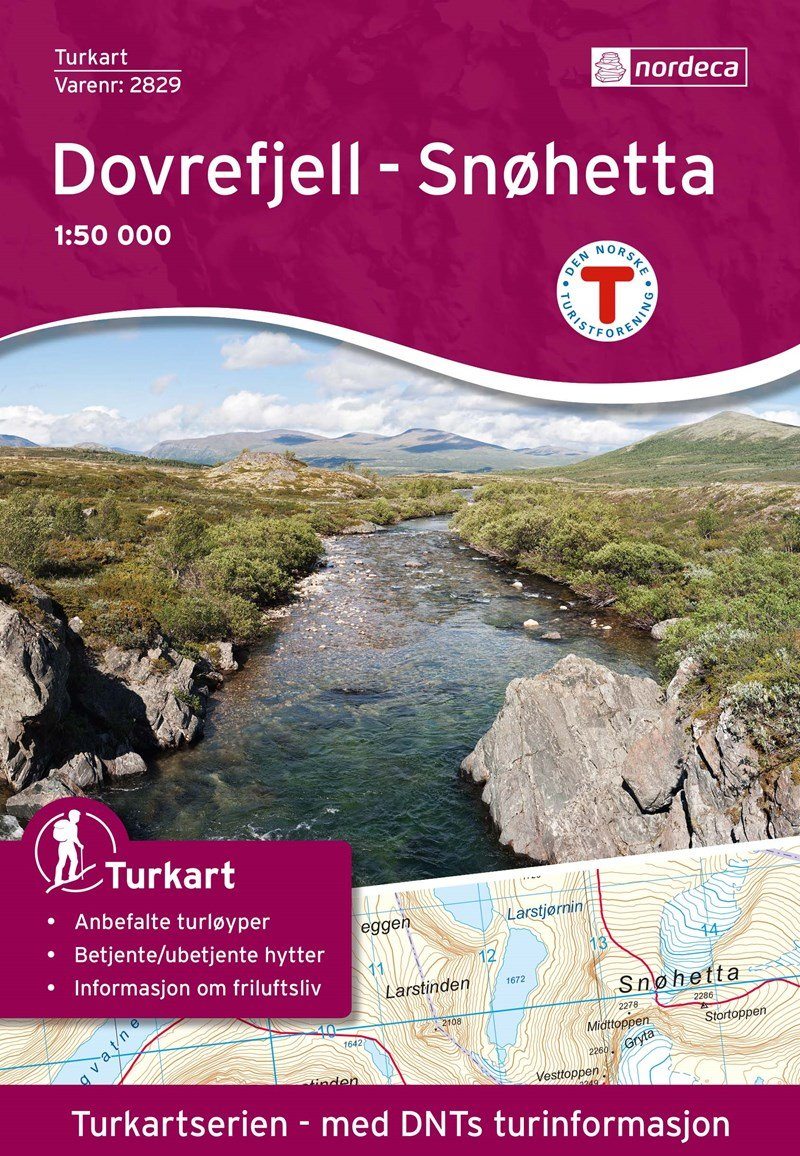 Carte de randonnée n° 2829 - Dovrefjell Snøhetta (Norvège) | Nordeca - Turkart 1/50 000 carte pliée Nordeca 
