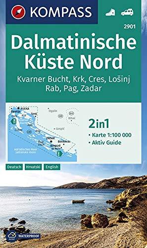 Carte de randonnée n° 2901 - Côte Dalmate Nord (Croatie) | Kompass carte pliée Kompass 