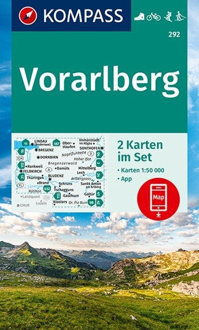 Carte de randonnée n° 292 - Vorarlberg (Autriche) | Kompass carte pliée Kompass 