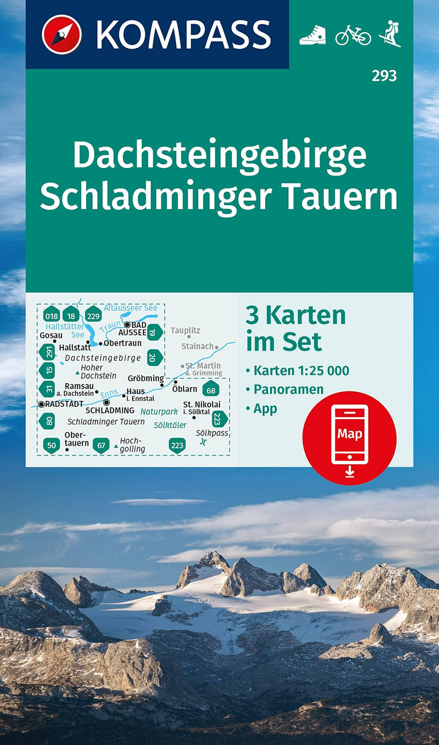 Carte de randonnée n° 293 - Dachsteingebirge (Autriche) | Kompass carte pliée Kompass 