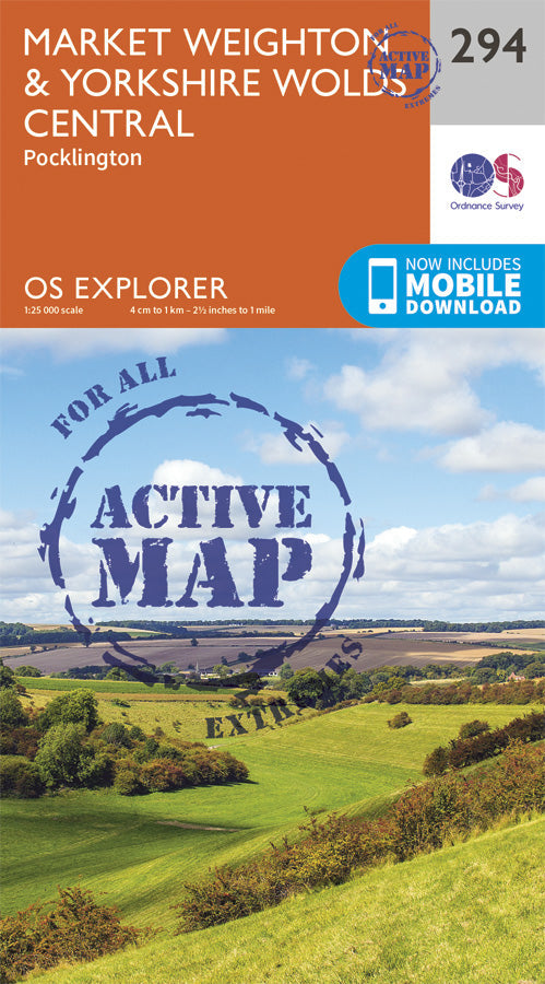 Carte de randonnée n° 294 - Market Weighton, Yorkshire Wolds Central (Grande Bretagne) | Ordnance Survey - Explorer carte pliée Ordnance Survey Plastifiée 