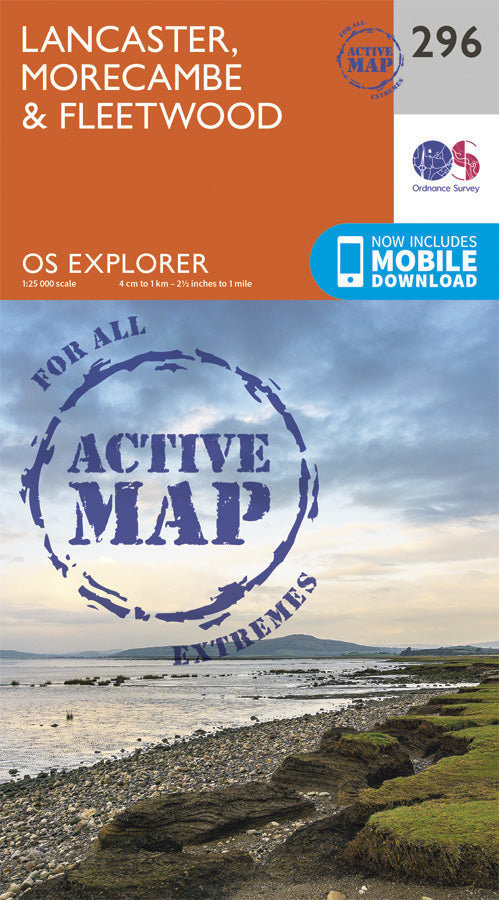 Carte de randonnée n° 296 - Lancaster, Morecambe, Fleetwood (Grande Bretagne) | Ordnance Survey - Explorer carte pliée Ordnance Survey Plastifiée 