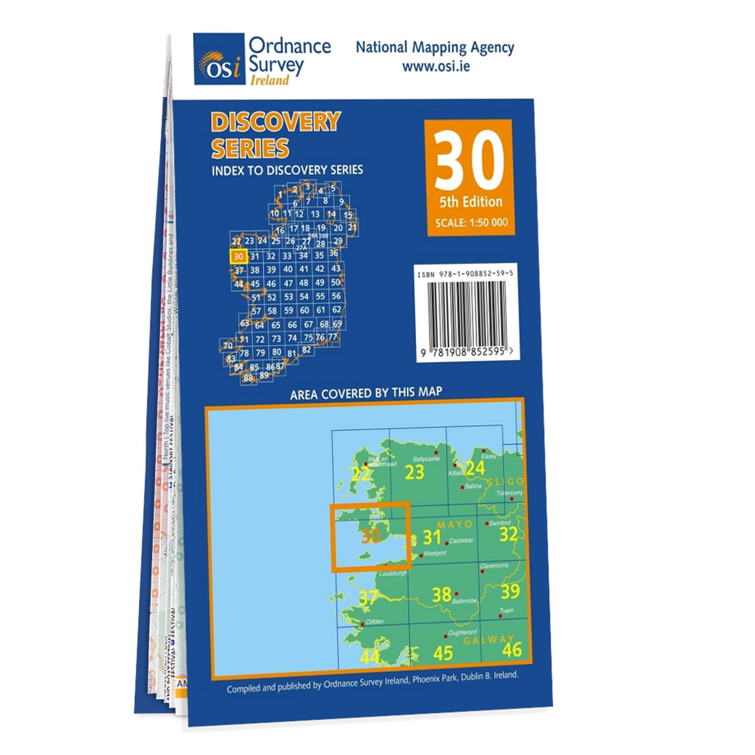 Carte de randonnée n° 30 - Mayo (W Cent) (Irlande) | Ordnance Survey - série Discovery carte pliée Ordnance Survey Ireland 
