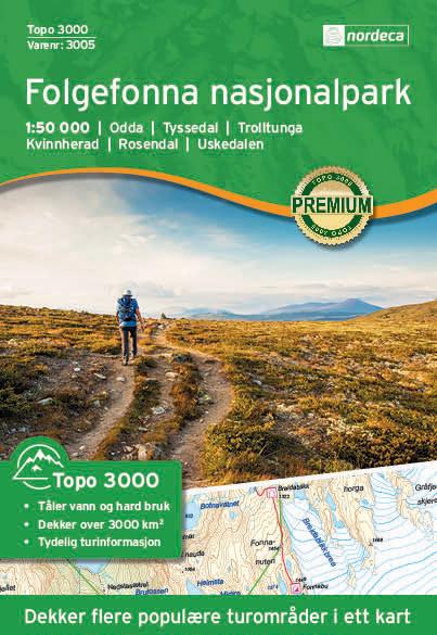 Carte de randonnée n° 3005 - Folgefonna nasjonalpark (Norvège) | Nordeca - série 3000 carte pliée Nordeca 