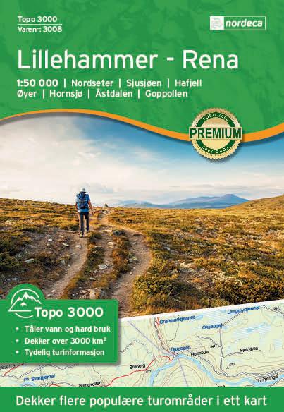 Carte de randonnée n° 3008 - Lillehammer - Rena (Norvège) | Nordeca - série 3000 carte pliée Nordeca 