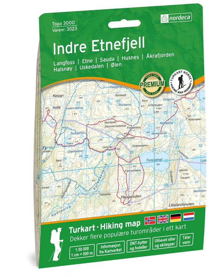 Carte de randonnée n° 3023 - Indre Etnefjell (Norvège) | Nordeca - série 3000 carte pliée Nordeca 