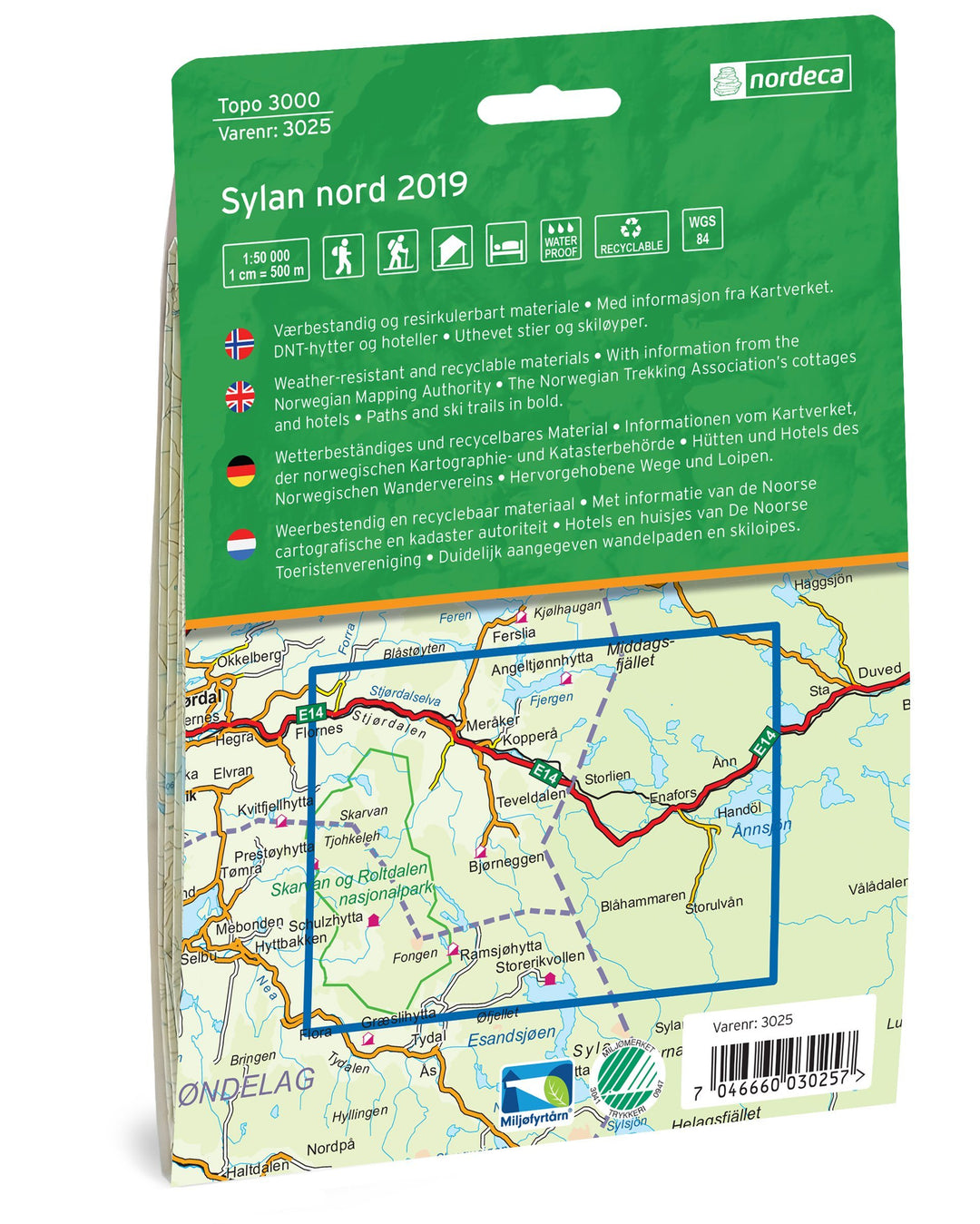 Carte de randonnée n° 3025 - Sylan Nord (Norvège) | Nordeca - série 3000 carte pliée Nordeca 