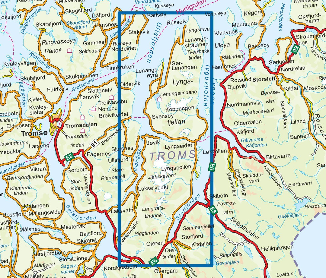 Carte de randonnée n° 3026 - Lyngenhalvoya (Norvège) | Nordeca - série 3000 carte pliée Nordeca 