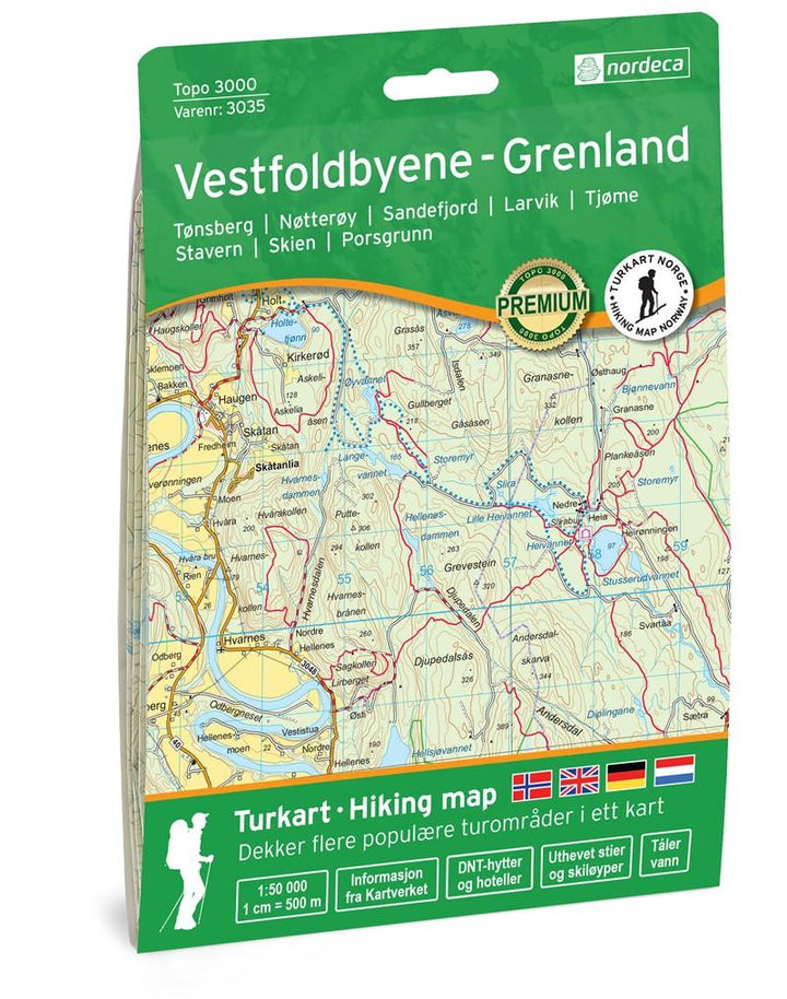Carte de randonnée n° 3035 - Vestfoldbyene, Grenland (Norvège) | Nordeca - série 3000 carte pliée Nordeca 