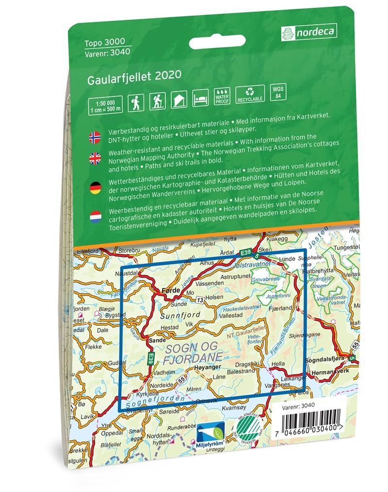 Carte de randonnée n° 3040 - Gaularfjellet (Norvège) | Nordeca - série 3000 carte pliée Nordeca 