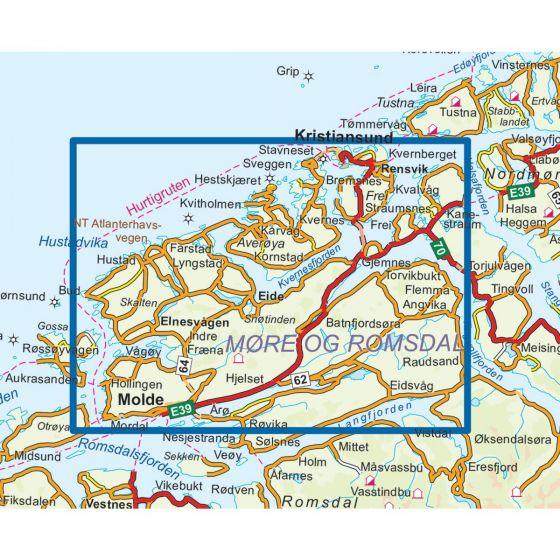 Carte de randonnée n° 3047 - Molde - Kristiansund (Norvège) | Nordeca - série 3000 carte pliée Nordeca 