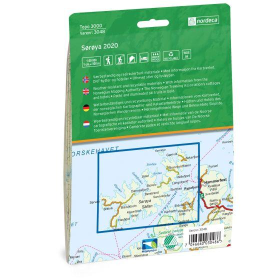 Carte de randonnée n° 3048 - Soroya (Norvège) | Nordeca - série 3000 carte pliée Nordeca 