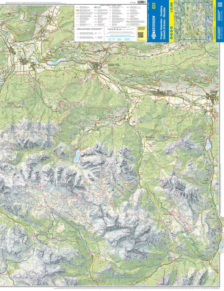 Carte de randonnée n° 31 - Dolomites de Braies, Marebbe | Tabacco carte pliée Tabacco 