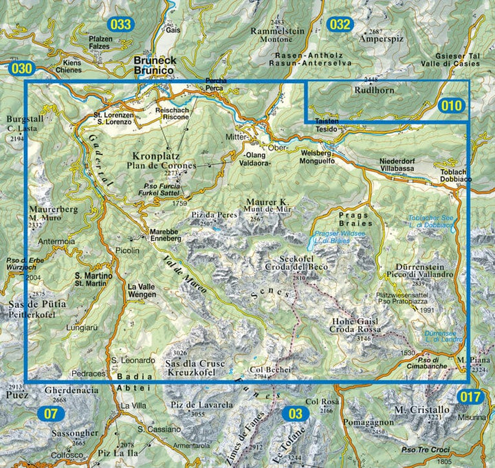 Carte de randonnée n° 31 - Dolomites de Braies, Marebbe | Tabacco carte pliée Tabacco 