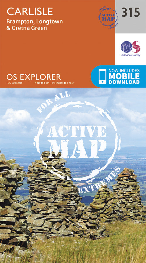 Carte de randonnée n° 315 - Carlisle, Brampton, Longtown, Gretna Green (Grande Bretagne) | Ordnance Survey - Explorer carte pliée Ordnance Survey Plastifiée 