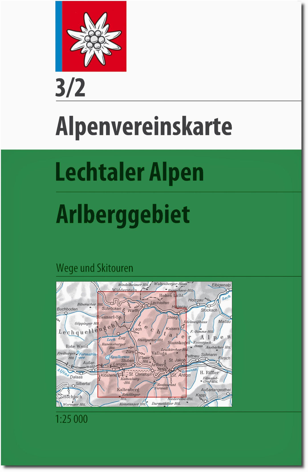 Carte de randonnée n° 3/2 - Alpes de Lechtal - Arlberggebiet (Tyrol autrichien) | Alpenverein carte pliée Alpenverein 