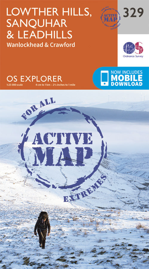 Carte de randonnée n° 329 - Lowther Hills, Sanquhar, Leadhills (Grande Bretagne) | Ordnance Survey - Explorer carte pliée Ordnance Survey Plastifiée 