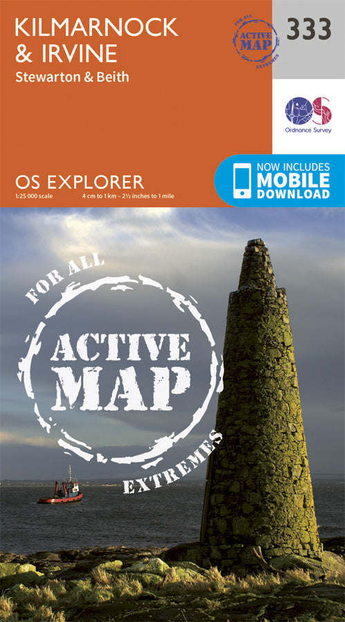 Carte de randonnée n° 333 - Kilmarnock, Irvine (Grande Bretagne) | Ordnance Survey - Explorer carte pliée Ordnance Survey Plastifiée 