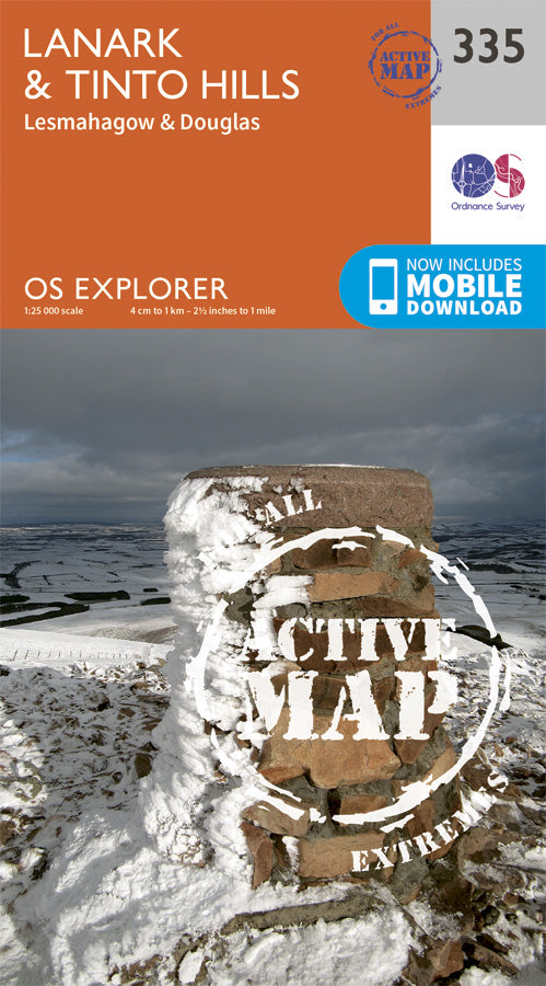 Carte de randonnée n° 335 - Lanark, Tinto Hills (Grande Bretagne) | Ordnance Survey - Explorer carte pliée Ordnance Survey Plastifiée 