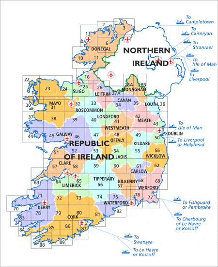 Carte de randonnée n° 34 - Cavan, Leitrim, Longford, Westmeath (Irlande) | Ordnance Survey - série Discovery carte pliée Ordnance Survey Ireland 
