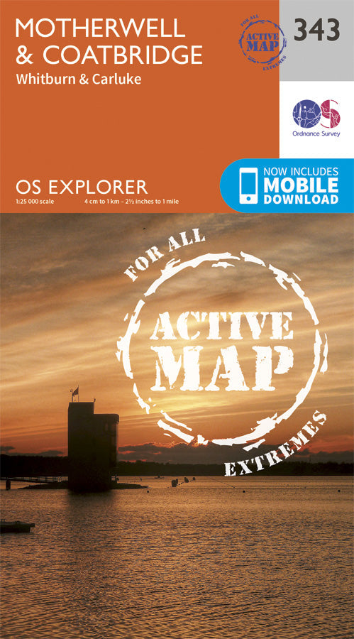 Carte de randonnée n° 343 - Motherwell, Coatbridge (Grande Bretagne) | Ordnance Survey - Explorer carte pliée Ordnance Survey Plastifiée 