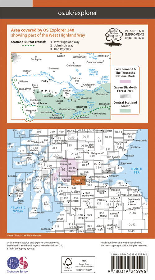 Carte de randonnée n° 348 - Campsie Fells (Grande Bretagne) | Ordnance Survey - Explorer carte pliée Ordnance Survey Papier 