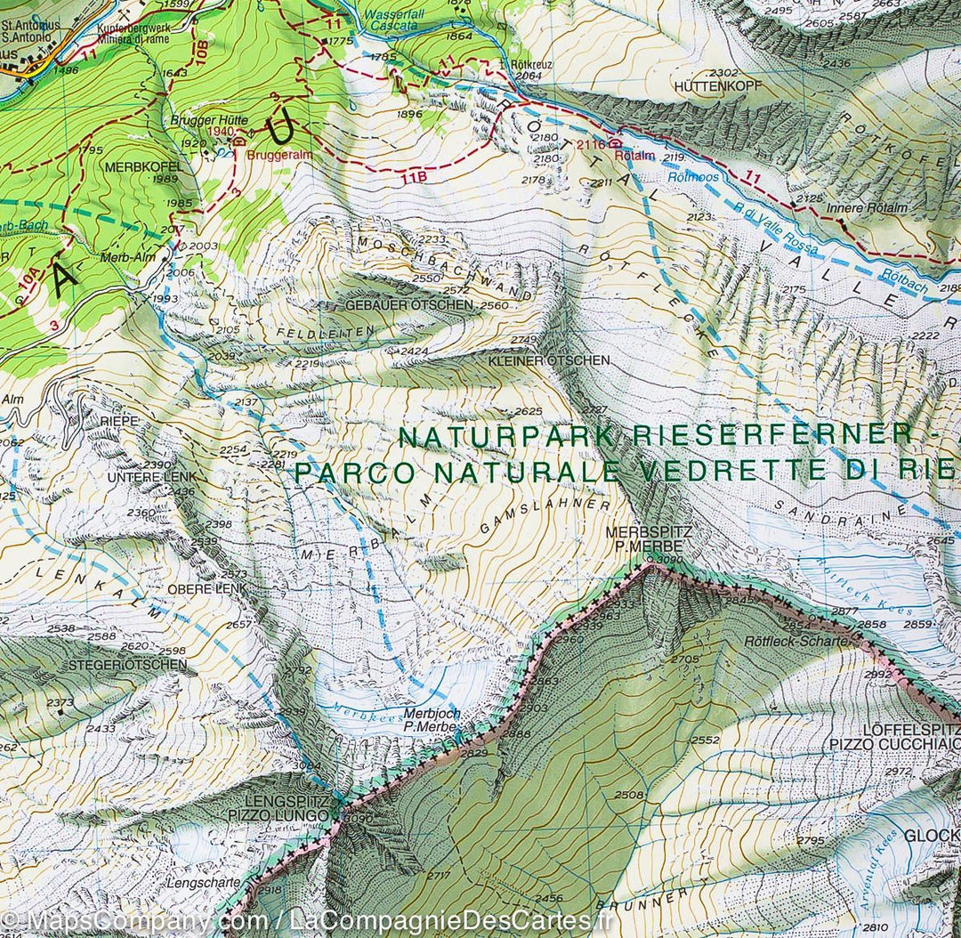 Carte de randonnée n° 35 - Vallée Aurina et parc naturel Vedrette di Ries (Italie) | Tabacco carte pliée Tabacco 