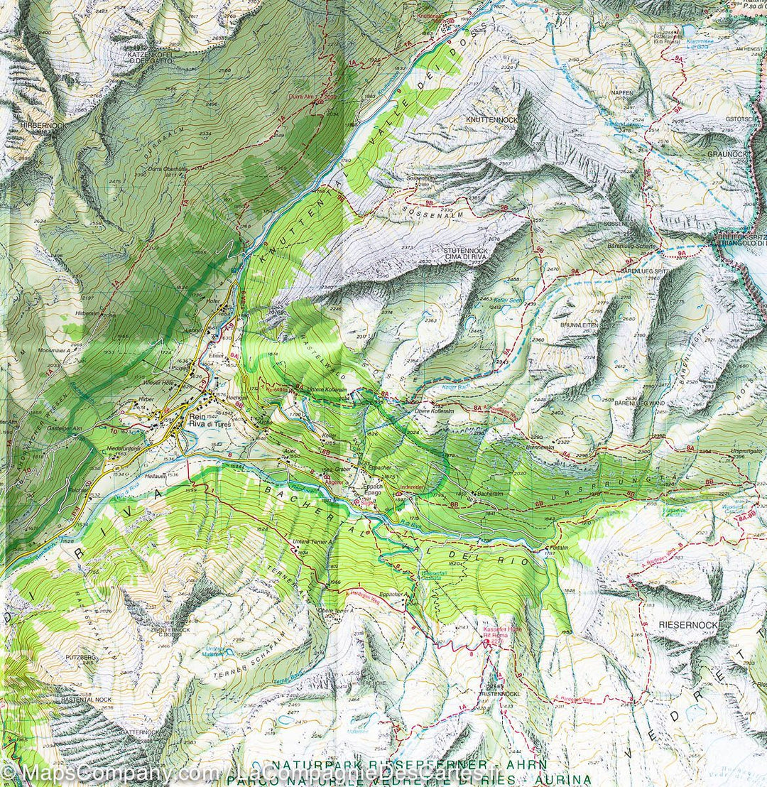 Carte de randonnée n° 35 - Vallée Aurina et parc naturel Vedrette di Ries (Italie) | Tabacco carte pliée Tabacco 