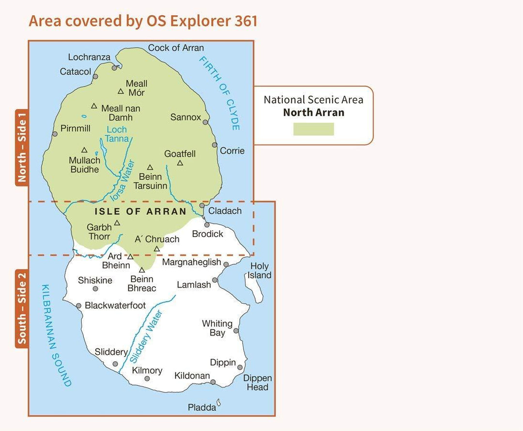 Carte de randonnée n° 361 - Isle of Arran (Grande Bretagne) | Ordnance Survey - Explorer carte pliée Ordnance Survey 