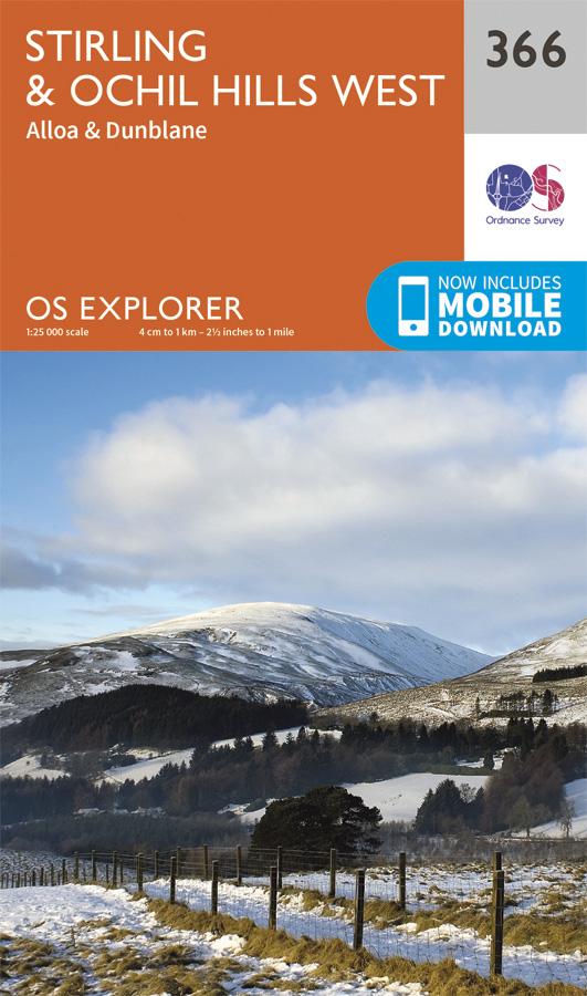 Carte de randonnée n° 366 - Stirling, Ochil Hills West (Grande Bretagne) | Ordnance Survey - Explorer carte pliée Ordnance Survey 