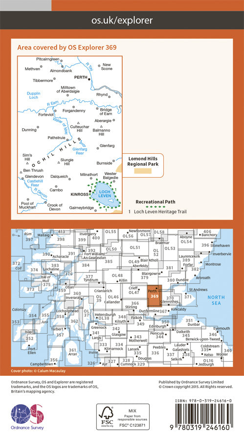 Carte de randonnée n° 369 - Perth, Kinross (Grande Bretagne) | Ordnance Survey - Explorer carte pliée Ordnance Survey Papier 