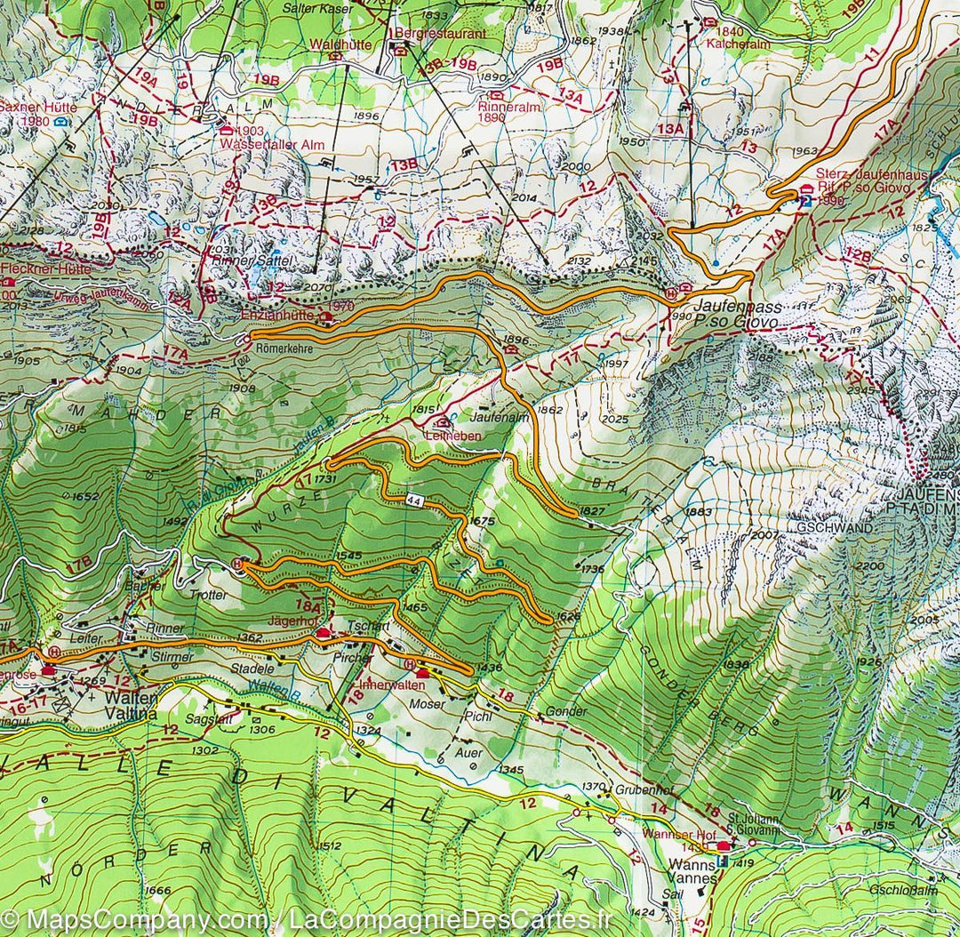 Carte de randonnée n° 38 - Alpes de Stubai (Alpes Breonies Occidentales, Italie) | Tabacco carte pliée Tabacco 