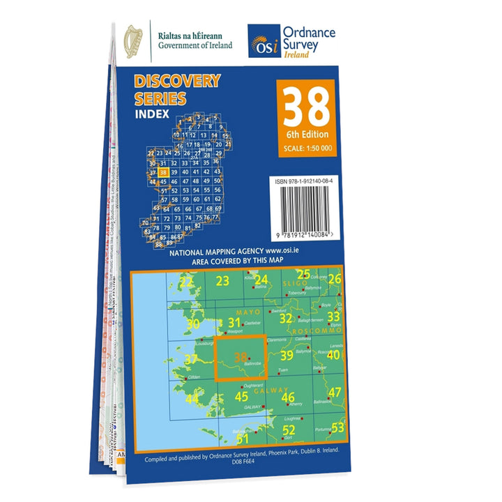Carte de randonnée n° 38 - Galway, Mayo (S Cent) (Irlande) | Ordnance Survey - série Discovery carte pliée Ordnance Survey Ireland 