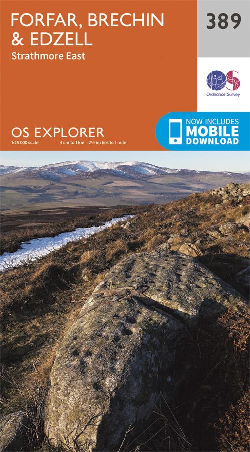 Carte de randonnée n° 389 - Forfar, Brechin, Edzell (Grande Bretagne) | Ordnance Survey - Explorer carte pliée Ordnance Survey 