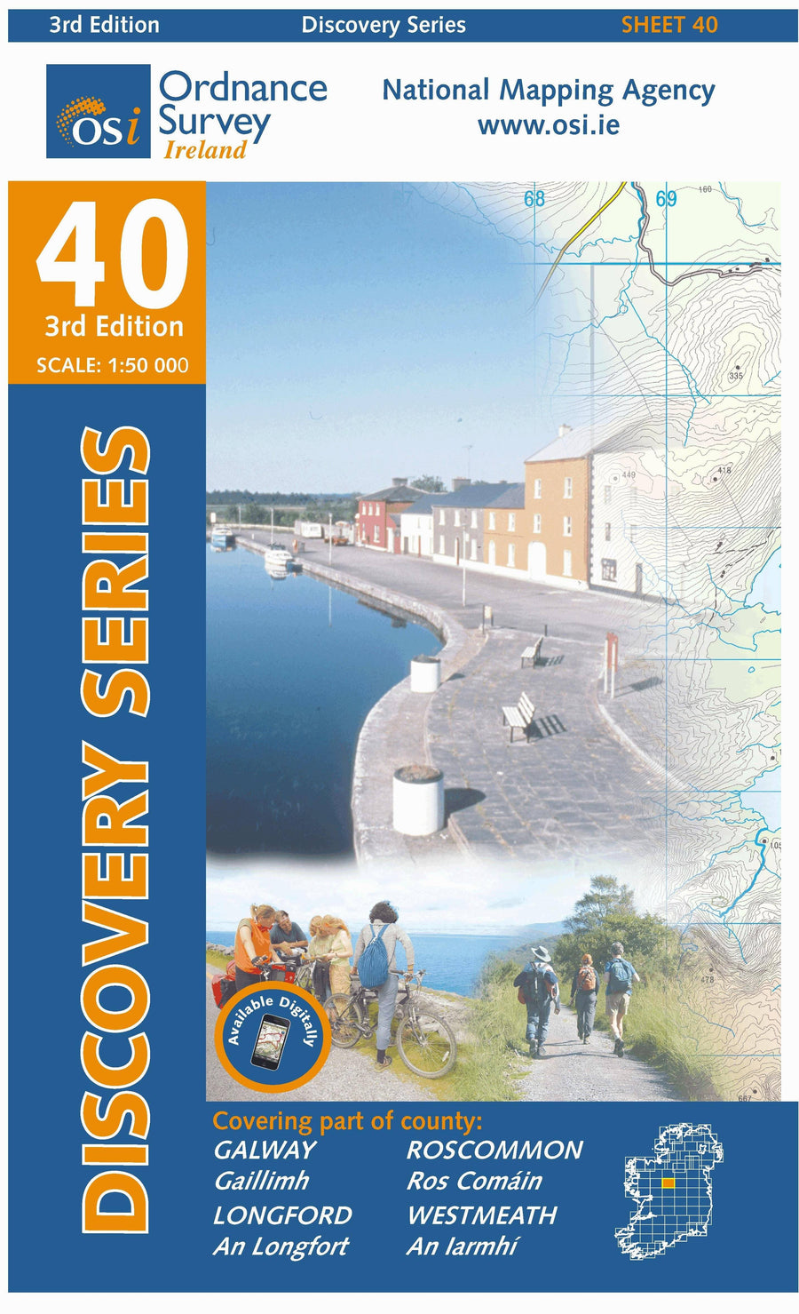 Carte de randonnée n° 40 - Galway, Longford, Roscommon, Westmeath (Irlande) | Ordnance Survey - série Discovery carte pliée Ordnance Survey Ireland 