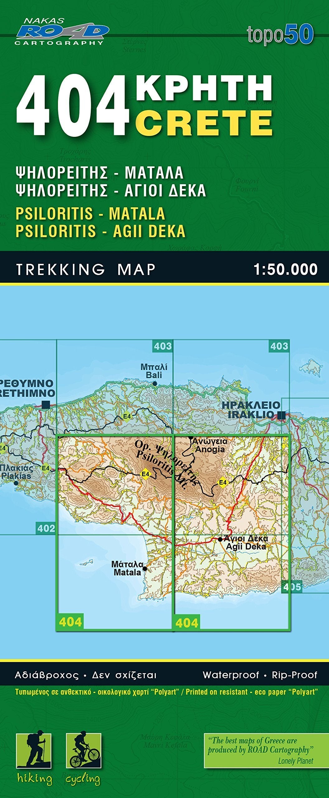Carte de randonnée n° 404 - Crète : Psiloritis - Matala | Road Editions carte pliée Road Editions 