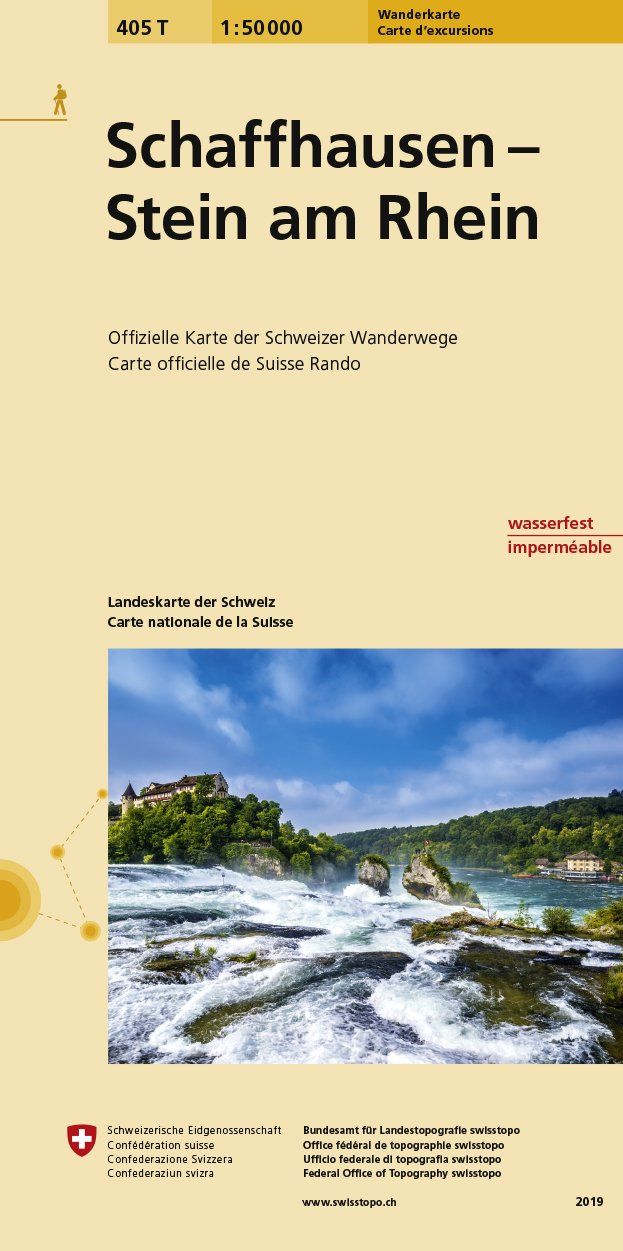 Carte de randonnée n° 405T - Schaffhausen, Stein am Rhein (Suisse) | Swisstopo - Excursions au 1/50 000 carte pliée Swisstopo 