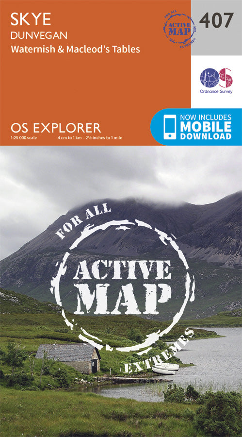 Carte de randonnée n° 407 - Skye, Dunvegan (Grande Bretagne) | Ordnance Survey - Explorer carte pliée Ordnance Survey Plastifiée 