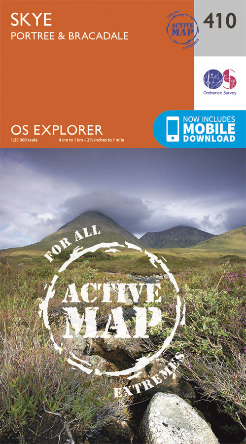 Carte de randonnée n° 410 - Skye, Portree, Bracadale (Grande Bretagne) | Ordnance Survey - Explorer carte pliée Ordnance Survey Plastifiée 
