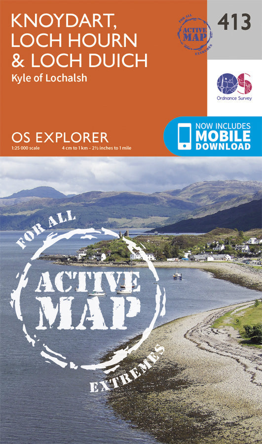 Carte de randonnée n° 413 - Knoydart, Loch Hourn, Loch Duich (Grande Bretagne) | Ordnance Survey - Explorer carte pliée Ordnance Survey Plastifiée 