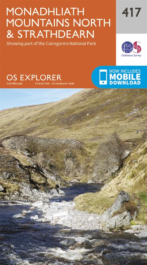 Carte de randonnée n° 417 - Monadhliath Mountains North, Strathdearn (Grande Bretagne) | Ordnance Survey - Explorer carte pliée Ordnance Survey 