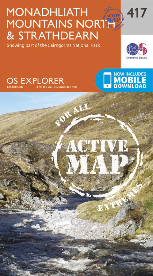 Carte de randonnée n° 417 - Monadhliath Mountains North, Strathdearn (Grande Bretagne) | Ordnance Survey - Explorer carte pliée Ordnance Survey Plastifiée 