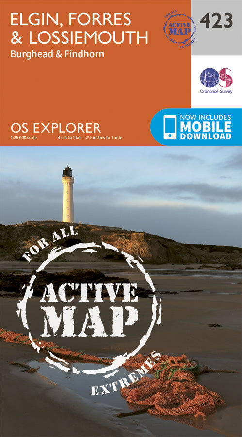 Carte de randonnée n° 423 - Elgin, Forres, Lossiemouth (Grande Bretagne) | Ordnance Survey - Explorer carte pliée Ordnance Survey Plastifiée 