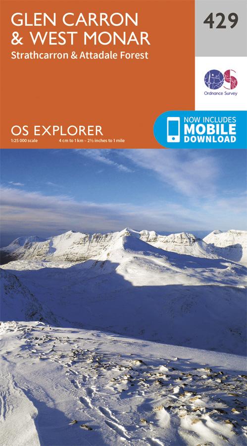 Carte de randonnée n° 429 - Glen Carron, West Monar (Grande Bretagne) | Ordnance Survey - Explorer carte pliée Ordnance Survey 