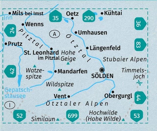 Carte de randonnée n° 43 - Alpes de l'Ötztal , Ötztal, Pitzt + Guide (Autriche, Italie) | Kompass carte pliée Kompass 