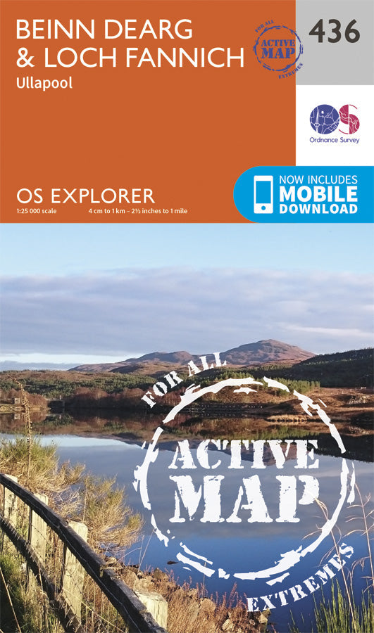 Carte de randonnée n° 436 - Beinn Dearg, Loch Fannich (Grande Bretagne) | Ordnance Survey - Explorer carte pliée Ordnance Survey Plastifiée 