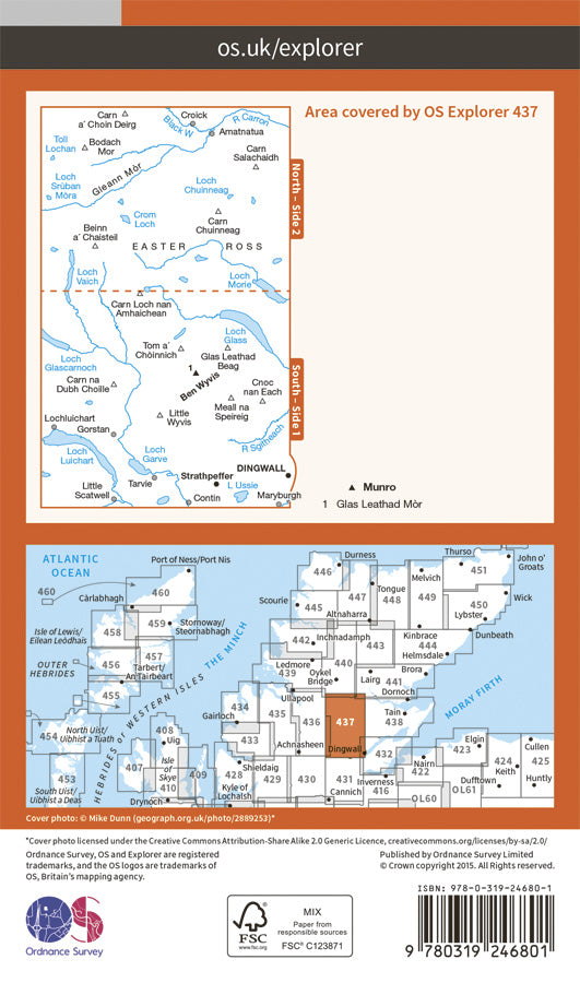 Carte de randonnée n° 437 - Ben Wyvis, Strathpeffer (Grande Bretagne) | Ordnance Survey - Explorer carte pliée Ordnance Survey Papier 