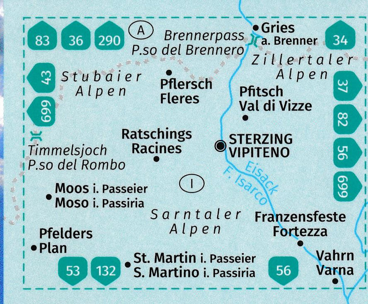 Carte de randonnée n° 44 - Sterzing, Vipiteno + Aktiv Guide (Italie) | Kompass carte pliée Kompass 