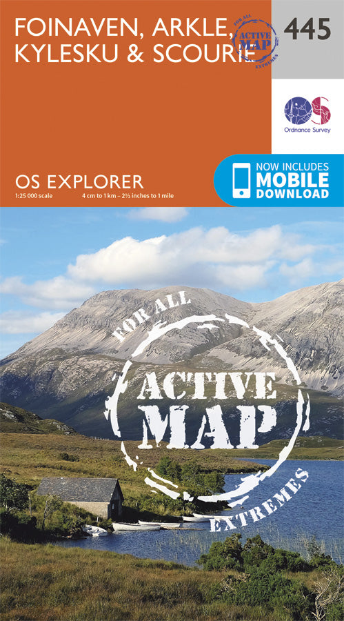 Carte de randonnée n° 445 - Foinaven, Arkle, Kylesku, Scourie (Grande Bretagne) | Ordnance Survey - Explorer carte pliée Ordnance Survey Plastifiée 