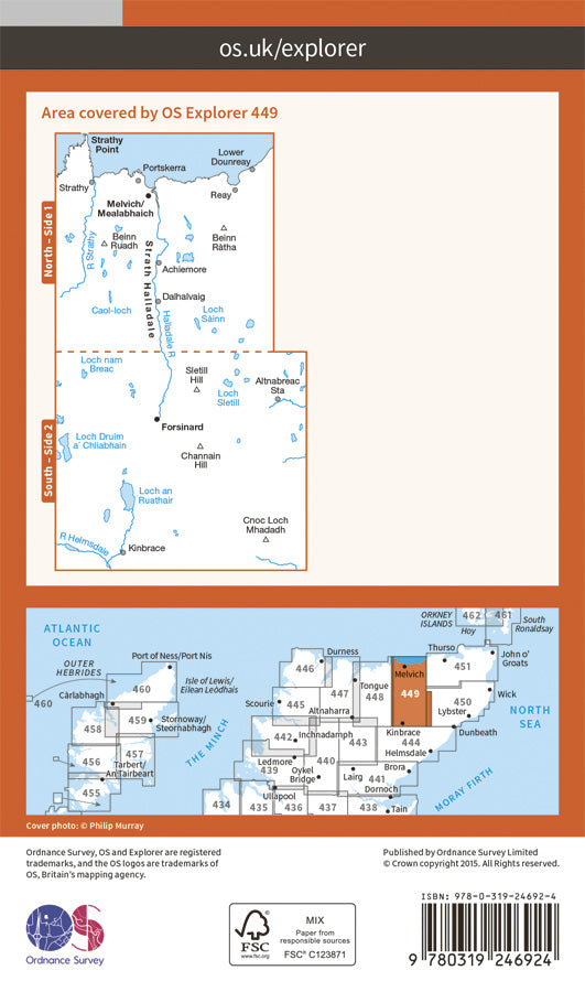 Carte de randonnée n° 449 - Strath Halladale, Strathy Point (Grande Bretagne) | Ordnance Survey - Explorer carte pliée Ordnance Survey Papier 